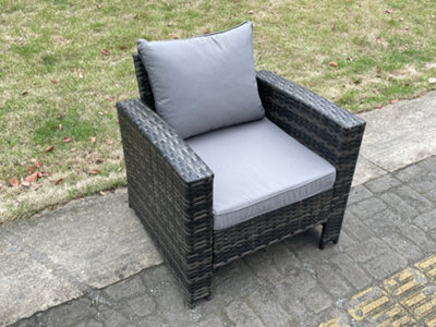 High Back Rattan Outdoor Garden Furniture Arm Chair Patio Furniture With Thick Seat And Back Cushion