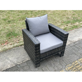High Back Rattan Outdoor Garden Furniture Arm Chair Patio Furniture With Thick Seat And Back Cushion