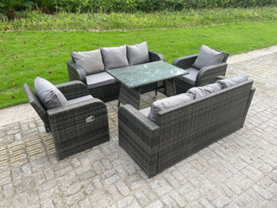 High back deals rattan dining set