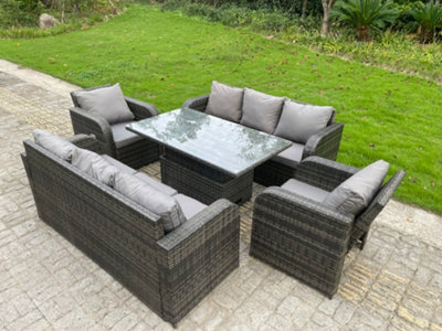 High back best sale rattan sofa set