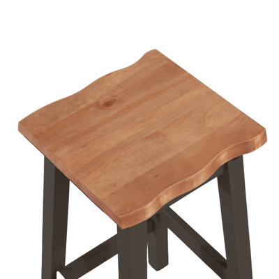 High Breakfast Bar Table & Pair of Bar stool SET Corona Black Wavy Edge Large Rectangular, 65cm wide x 100cm deep