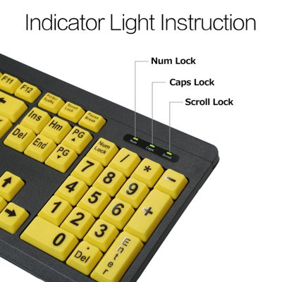 High Contrast Wired USB Large Print Keyboard for Seniors with Low Vision-104 Easy-to-Read Keys