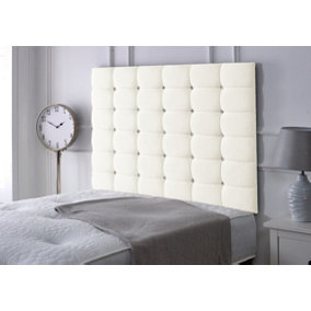 High Cubed Chenille 2ft6 Small Single 36" Headboard -  Ivory