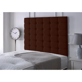 High Cubed Chenille 4ft Small Double 36" Headboard -  Brown