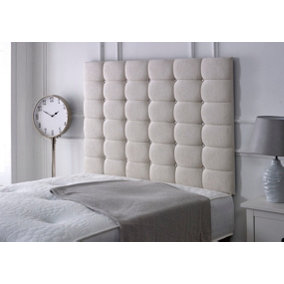High Cubed Chenille 4ft Small Double 36" Headboard -  Stone