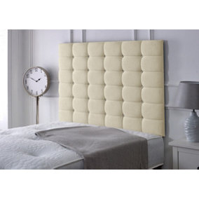 High Cubed Chenille 4ft6 Double 36" Headboard -  Cream