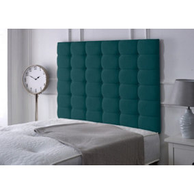High Cubed Chenille 5ft Kingsize 36" Headboard -  Teal