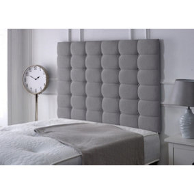 High Cubed Chenille 6ft Super King 36" Headboard -  Light Grey