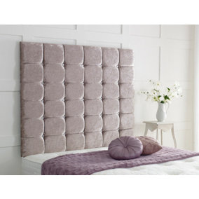High Cubed Crushed Velvet 6ft Super King 36" Headboard -  Champagne