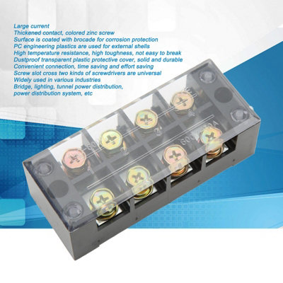High-Current Terminal Strip Block for Easy Wiring: 600V,60A,4 Positions Ground Circuit