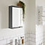 High Gloss Bathroom Single Door Mirror Cabinet in Grey