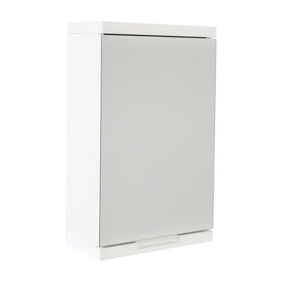 High Gloss Bathroom Single Door Mirror Cabinet in White