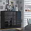 High Gloss Black 8 Drawer Chest Of Drawers Large Sideboard Deep Drawer Design