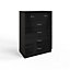 High Gloss Black Large 6 Drawer Chest Of Drawers