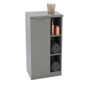 High Gloss Console Cabinet with Open Shelves in Grey