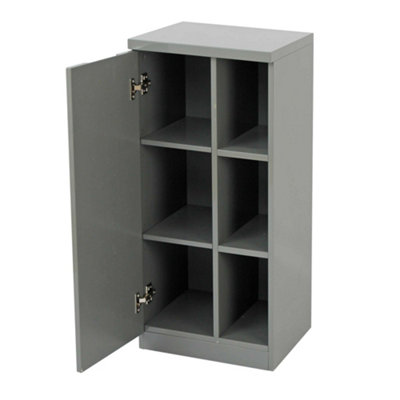 High Gloss Console Cabinet with Open Shelves in Grey