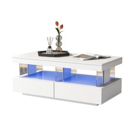 High Gloss LED Coffee Table with Drawers