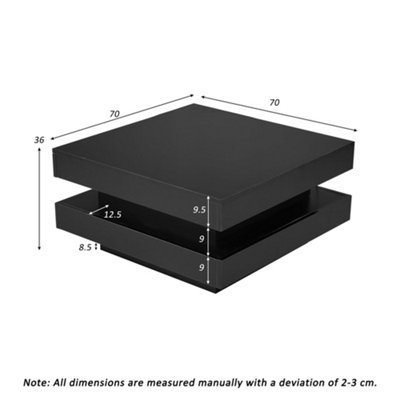 High Gloss LED Coffee Table with Rotating Top, Black