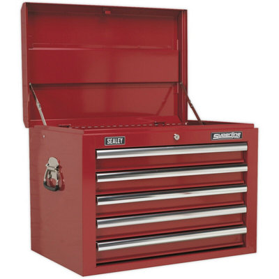 High Gloss Red 5 Drawer Tool Chest - 660mm x 435mm x 490mm Storage Unit