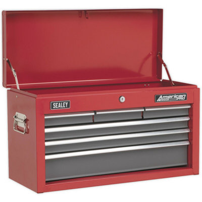 High Gloss Red 6 Drawer Tool Chest Storage Unit 600 x 260 x 340mm