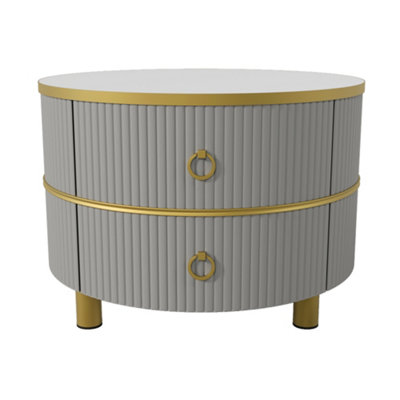 High Gloss Round 2-in-1 Coffee Table with Side Table