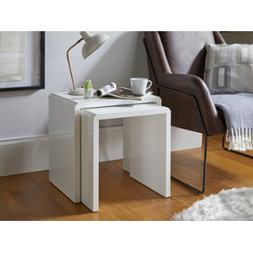 High Gloss Stackable Nest of 2 Tables in White