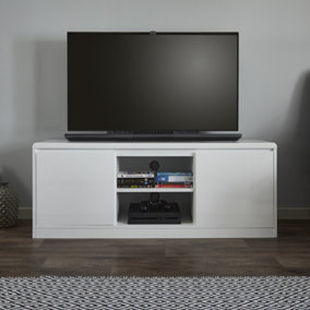 High Gloss Television TV Entertainment Unit with Curve Edges in White