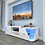 High Gloss TV Cabinet Stand, 150cm with LED light Entertainment Unit Cupboard Storage