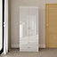 High Gloss White 2 Door 2 Drawer Large Combination Wardrobe