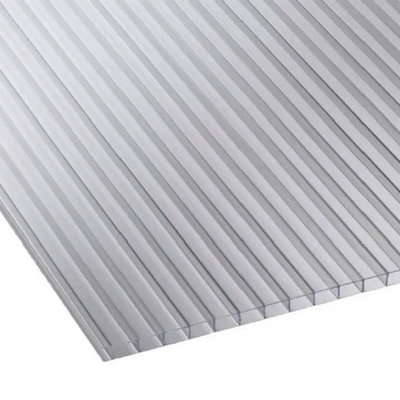 High Impact SkyPlex 6mm Twinwall Clear Polycarbonate Roofing Sheet - UV Protected - 1050x1500mm