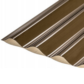 High Impact SunPlex Bronze Tinted Translucent Polycarbonate Corrugated Roofing Sheet 10ft (3050mm) - UV Protected