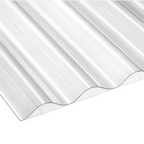 High Impact SunPlex Clear Translucent Polycarbonate Corrugated Roofing Sheet 1060mm (3.5ft) - UV Protected - Stormproof