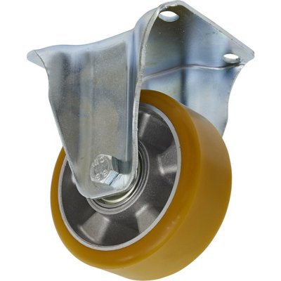 High-Performance 125mm Fixed Plate Castor Wheel with Non-Marking Aluminium & PU Plastic Tread