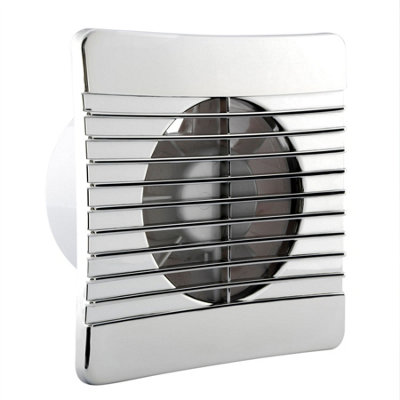 High-Performance 4-Inch Chrome Bathroom Extractor Fan with Timer for Optimal Ventilation