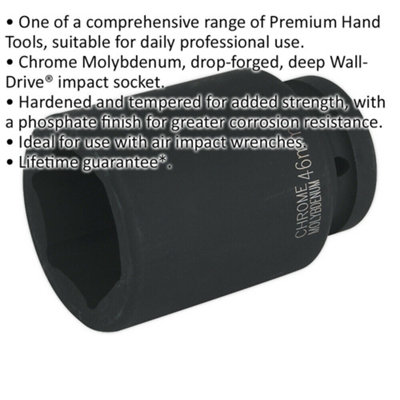 High-Performance 46mm Forged Deep Impact Socket - 1 Inch Square Drive