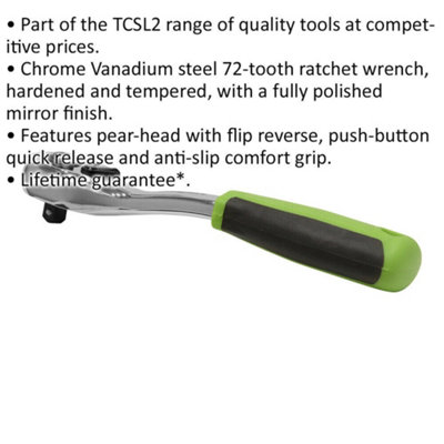 High-Performance 72-Tooth Offset Flip Reverse Ratchet Wrench - 1/4 Inch ...
