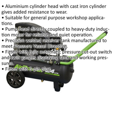 High-Performance Direct Drive Air Compressor with 24L Tank and 2hp Motor