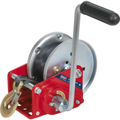 High-Performance Geared Hand Winch with Brake and Webbing - 900kg Capacity Price Comparisons | Compare The Build