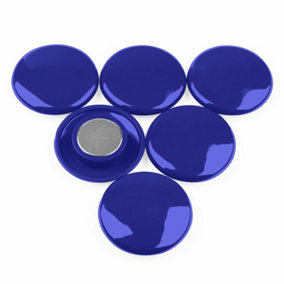 High Power Blue Planning Office Magnet for Fridge, Whiteboard, Noticeboard, Filing Cabinet - 40mm dia x 11mm high - Pack of 6