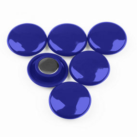 High Power Blue Planning Office Magnets for Fridge, Whiteboard, Noticeboard, Filing Cabinet - 30mm dia x 11mm high - Pack of 6
