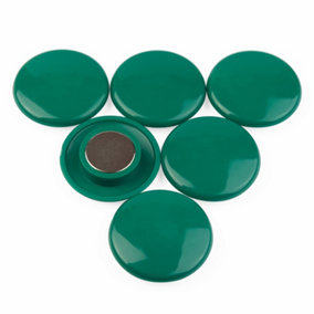 High Power Green Planning Office Magnet for Fridge, Whiteboard, Noticeboard, Filing Cabinet - 40mm dia x 11mm high - Pack of 6