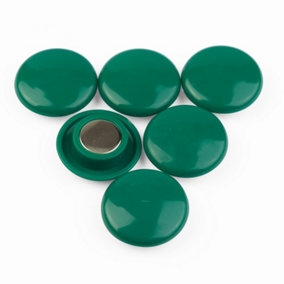 High Power Green Planning Office Magnets for Fridge, Whiteboard, Noticeboard, Filing Cabinet - 30mm dia x 11mm high - Pack of 6