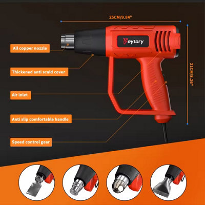 High Power Heat Gun with Dual Temp and 4 Nozzles