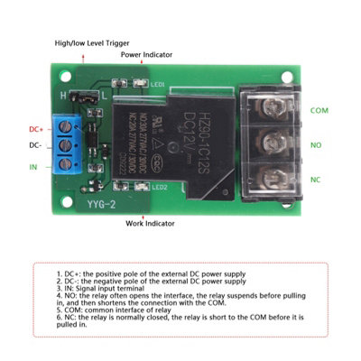 High Power One Way High/Low Level Trigger Optocoupler Isolation Relay Module 30A YYG-2 DC12V