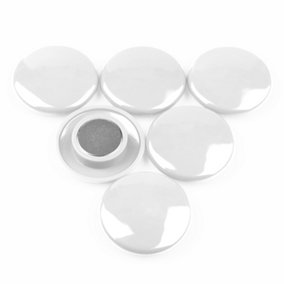 High Power White Planning Office Magnet for Fridge, Whiteboard, Noticeboard, Filing Cabinet - 40mm dia x 11mm high - Pack of 6