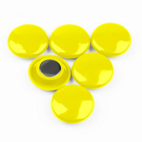 High Power Yellow Planning Office Magnets for Fridge, Whiteboard, Noticeboard, Filing Cabinet - 30mm dia x 11mm high - Pack of 6
