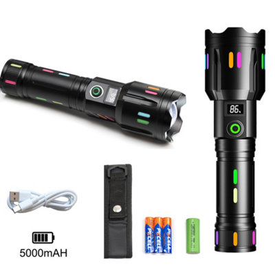 High Powered 500,000 Lumens LED Rechargeable Flashlight Torch 5 Light Modes