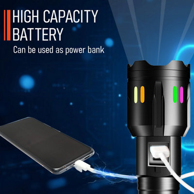 High Powered 500,000 Lumens LED Rechargeable Flashlight Torch 5 Light Modes