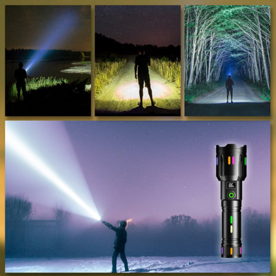 High Powered 500,000 Lumens LED Rechargeable Flashlight Torch 5 Light Modes
