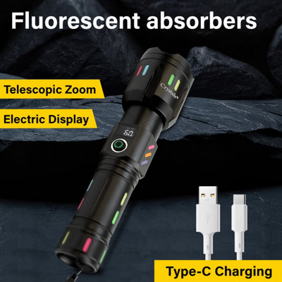High Powered 500,000 Lumens LED Rechargeable Flashlight Torch 5 Light Modes